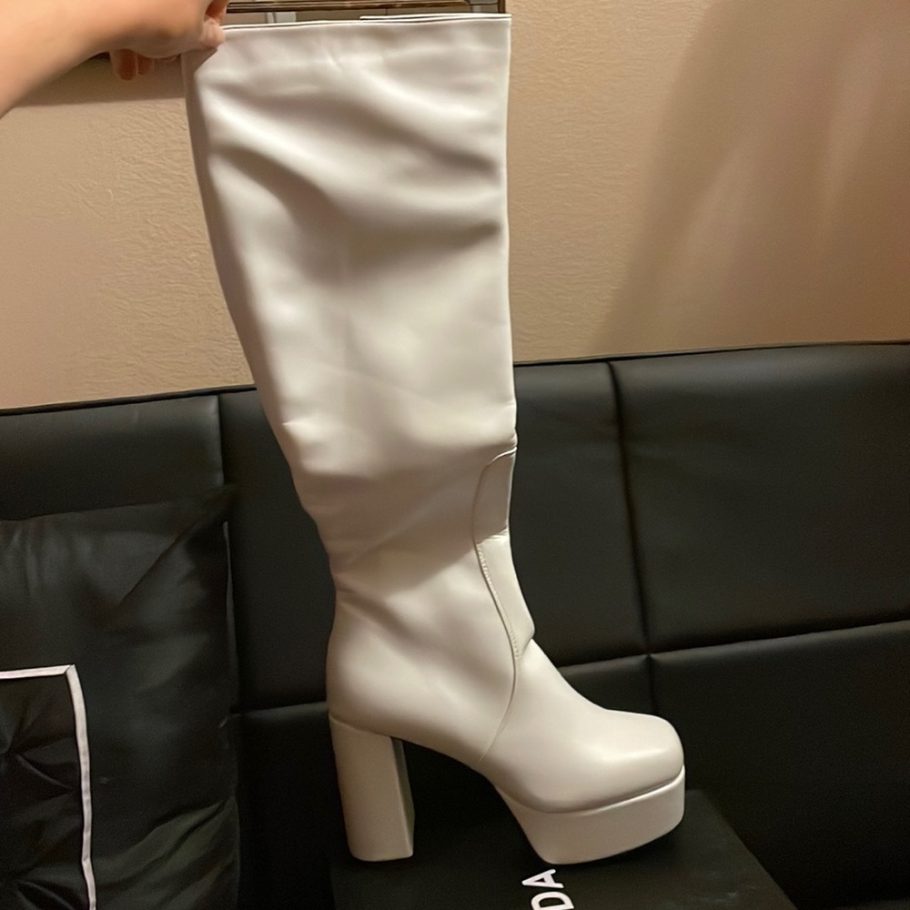 Lamoda White knee high boots size 11!